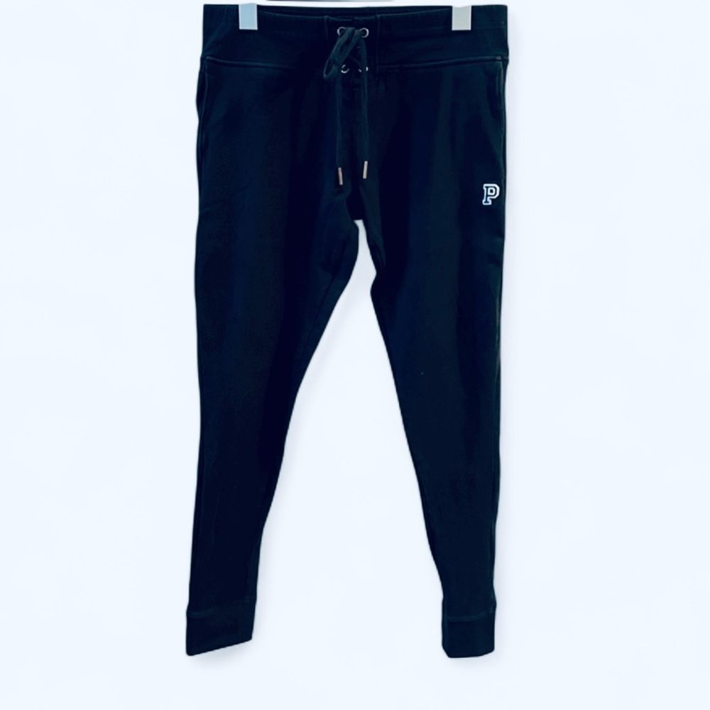 PINK Yoga Victoria's Secret Black Drawstring Yoga Pants Jogger Embroider Logo M